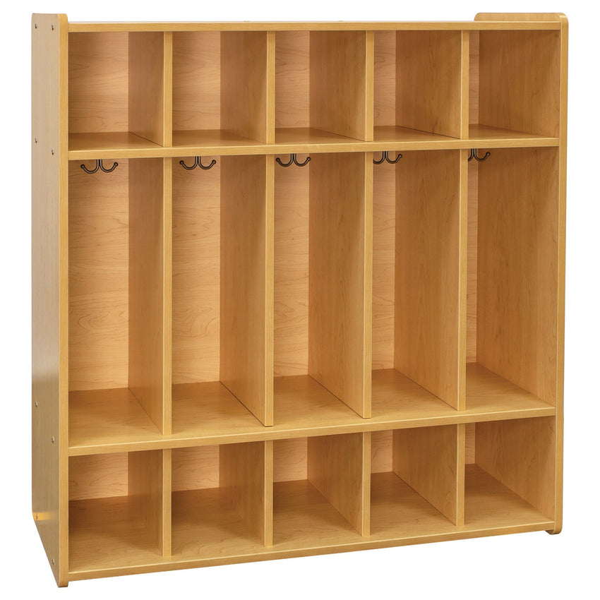 Tot Mate 3 - Tier Preschool Floor Locker with 5 Sections & Shoe Cubbies 46"W x 15"D x 47.5"H Assembled (TOT - TM2433A) - SchoolOutlet