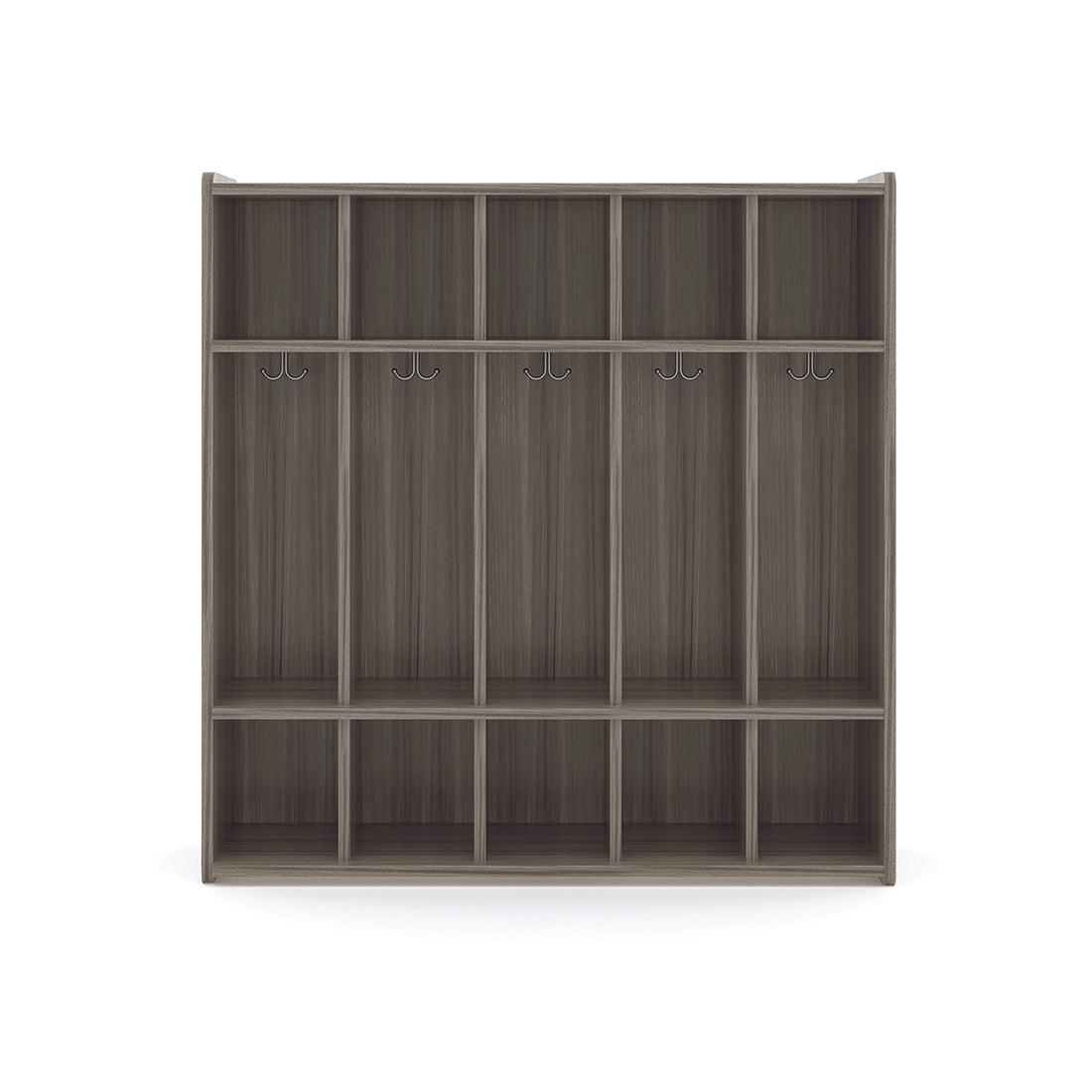 Tot Mate 3 - Tier Preschool Floor Locker with 5 Sections & Shoe Cubbies 46"W x 15"D x 47.5"H Unassemble (TOT - TM2433R) - SchoolOutlet