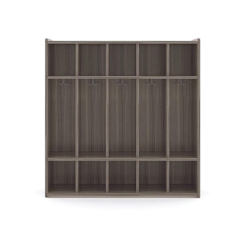 Tot Mate 3 - Tier Preschool Floor Locker with 5 Sections & Shoe Cubbies 46"W x 15"D x 47.5"H Unassemble (TOT - TM2433R) - SchoolOutlet