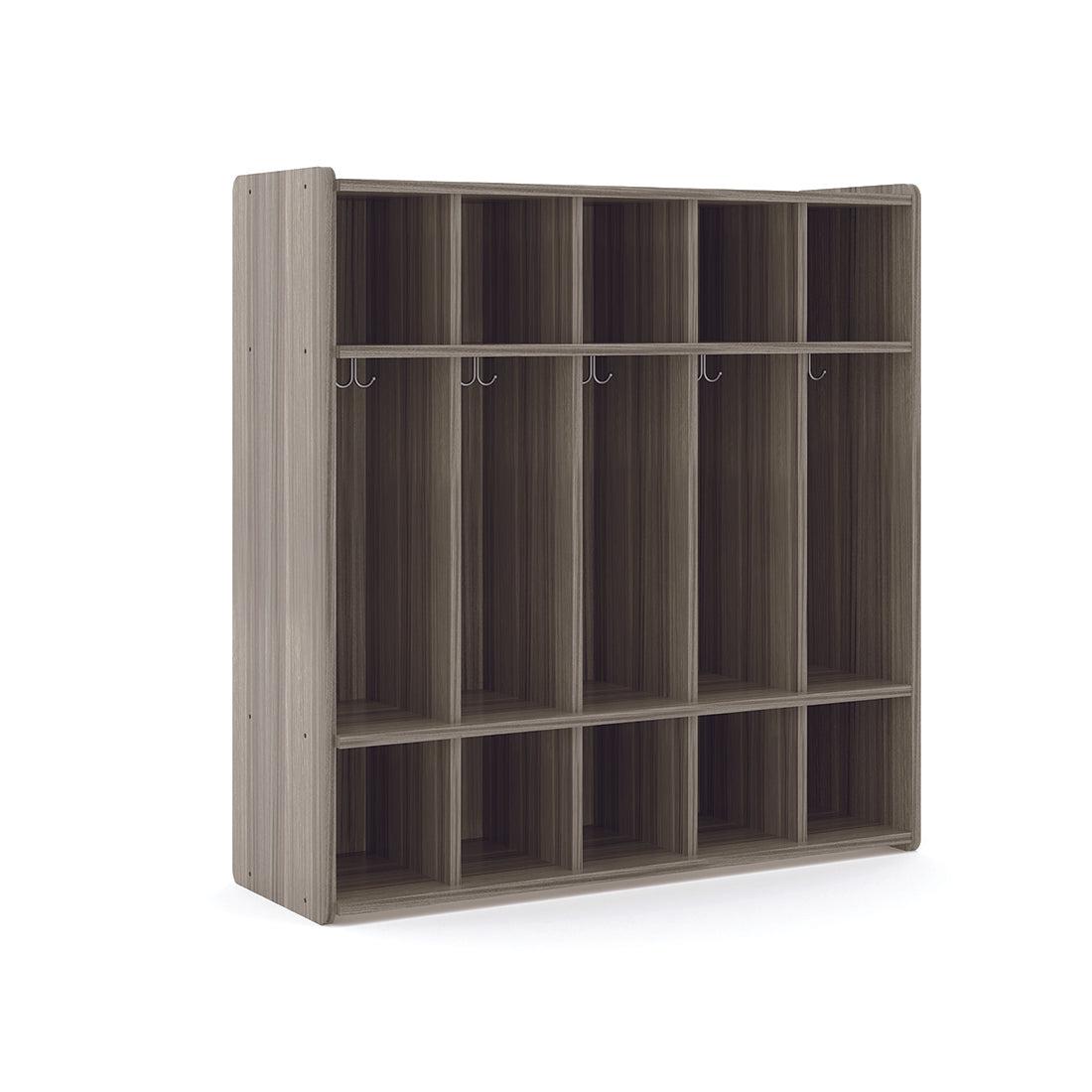 Tot Mate 3 - Tier Preschool Floor Locker with 5 Sections & Shoe Cubbies 46"W x 15"D x 47.5"H Unassemble (TOT - TM2433R) - SchoolOutlet
