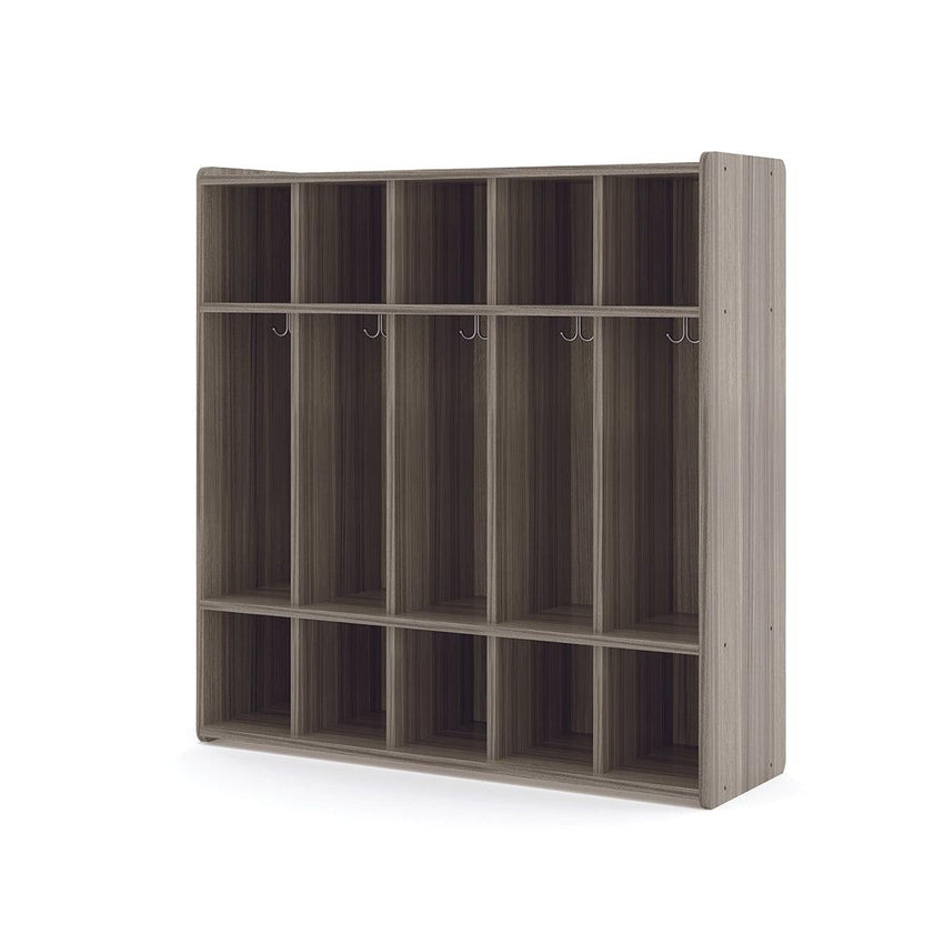 Tot Mate 3 - Tier Preschool Floor Locker with 5 Sections & Shoe Cubbies 46"W x 15"D x 47.5"H Unassemble (TOT - TM2433R) - SchoolOutlet
