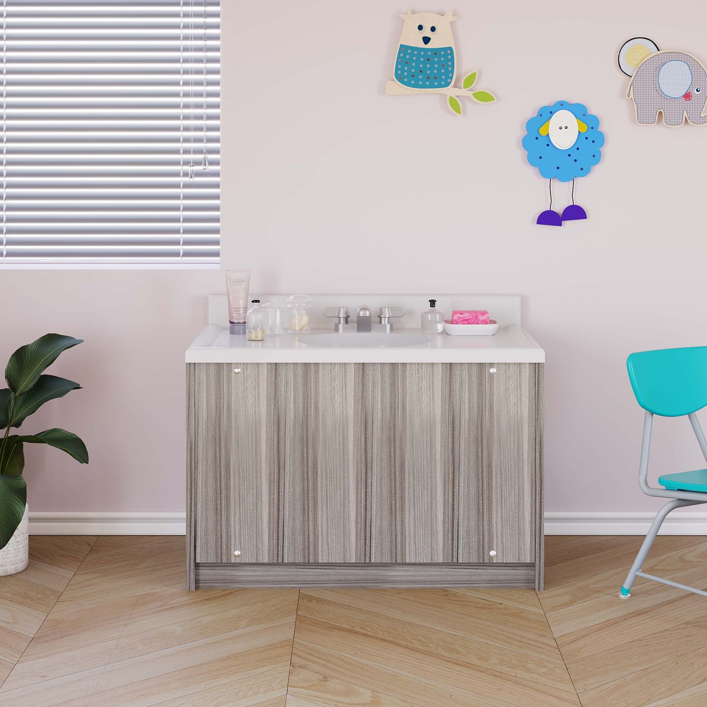 Tot Mate Kids' Floor Mount Bathroom Vanity with Sink 31"W x 21"D x 24"H (TOT - TM8350R) - SchoolOutlet
