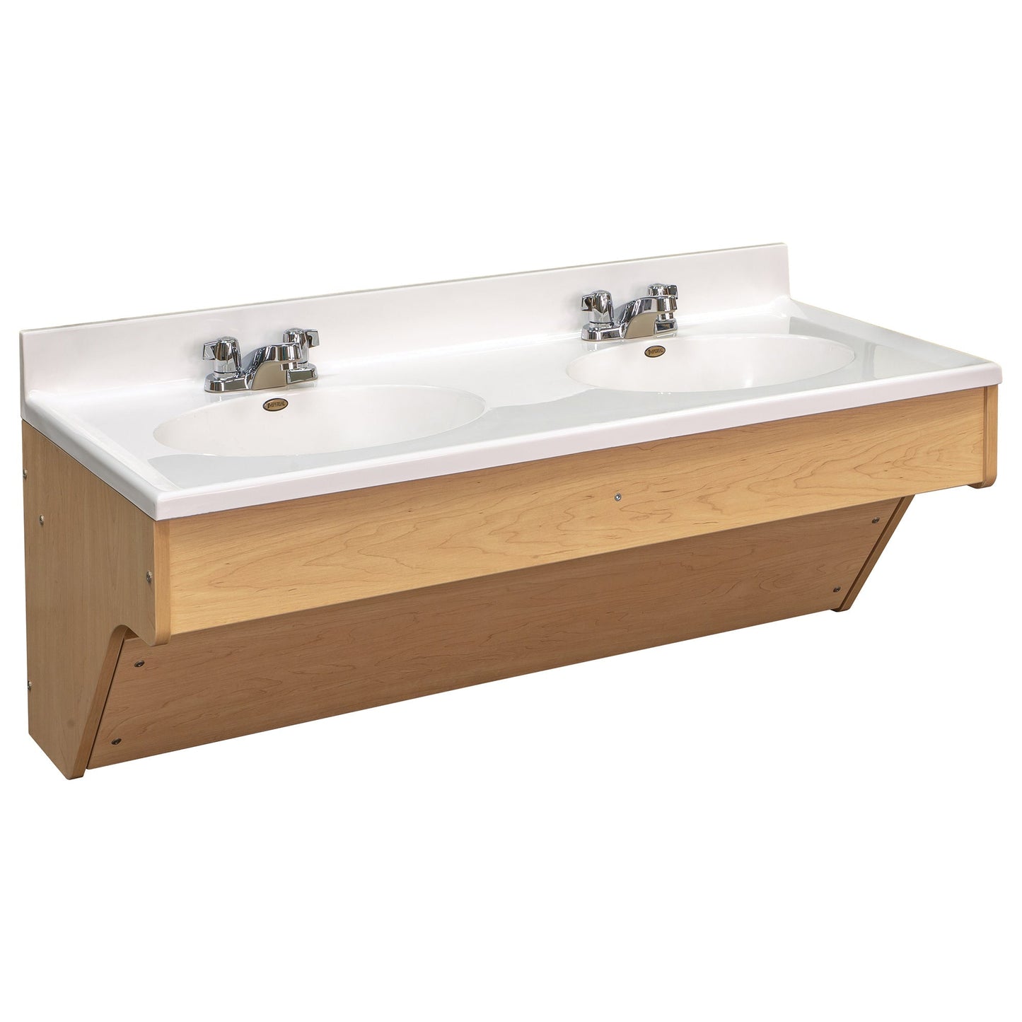 Tot Mate Kids' Wall - Mount Double Bathroom Vanity with Sink 49"W x 21"D x 21.5"H (TOT - TM8362R) - SchoolOutlet