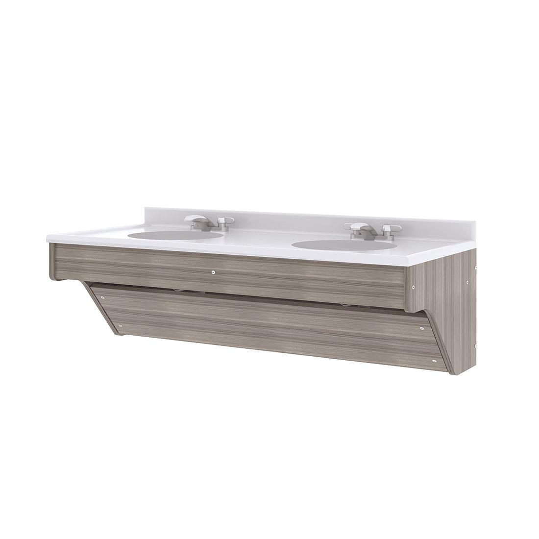 Tot Mate Kids' Wall - Mount Double Bathroom Vanity with Sink 49"W x 21"D x 21.5"H (TOT - TM8362R) - SchoolOutlet