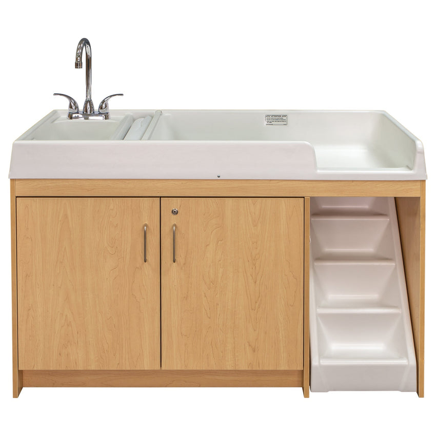 Tot Mate Toddler Walkup Changing Table with Sink & Stairs (Right - Side Stairs) 59.5"W x 23.5"D x 37.5"H (TOT - TM8520A) - SchoolOutlet