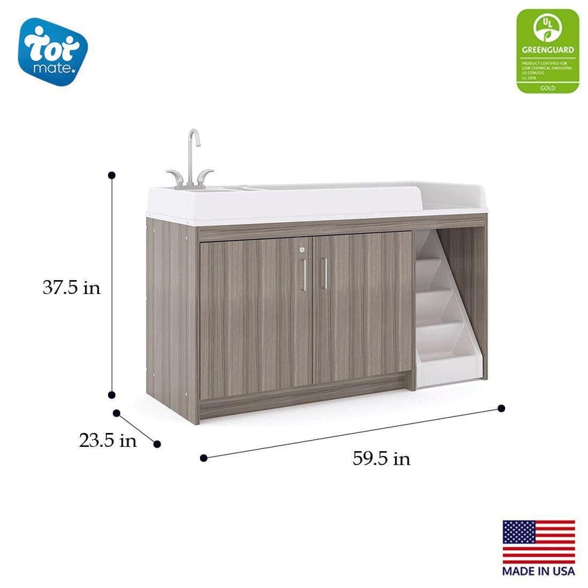 Tot Mate Toddler Walkup Changing Table with Sink & Stairs (Right - Side Stairs) 59.5"W x 23.5"D x 37.5"H (TOT - TM8520A) - SchoolOutlet