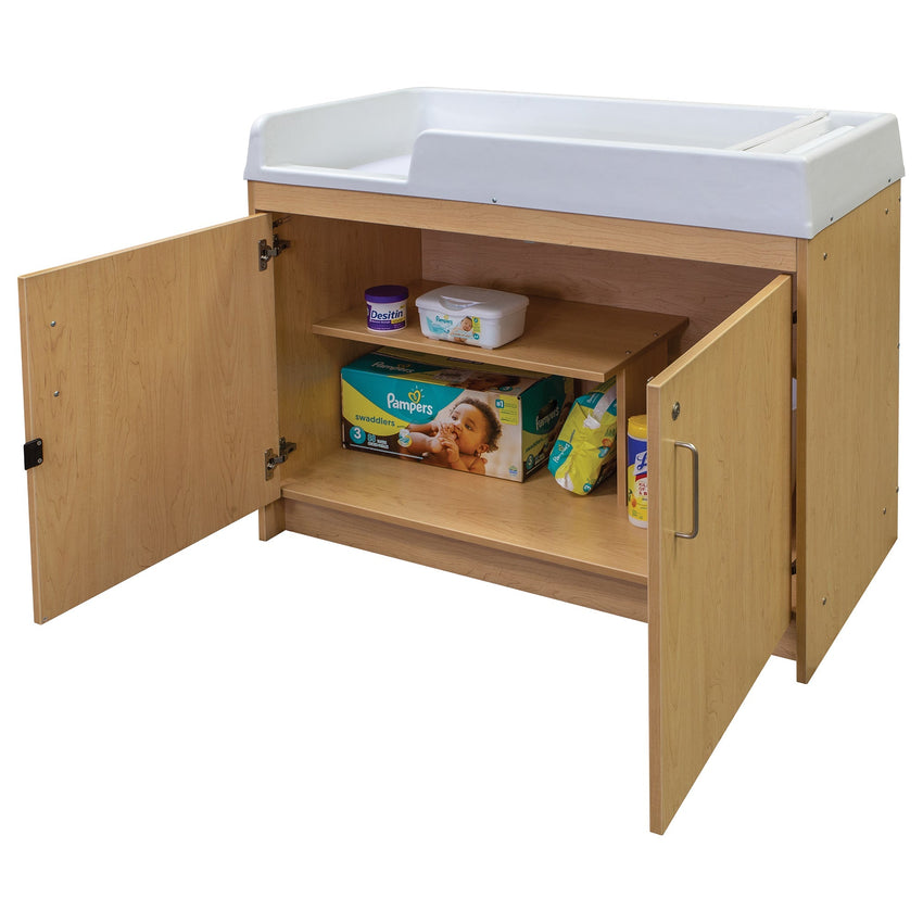 Tot Mate Baby Changing Table with Lockable Storage 47"W x 23.5"D x 37.5"H (TOT - TM8530A) - SchoolOutlet