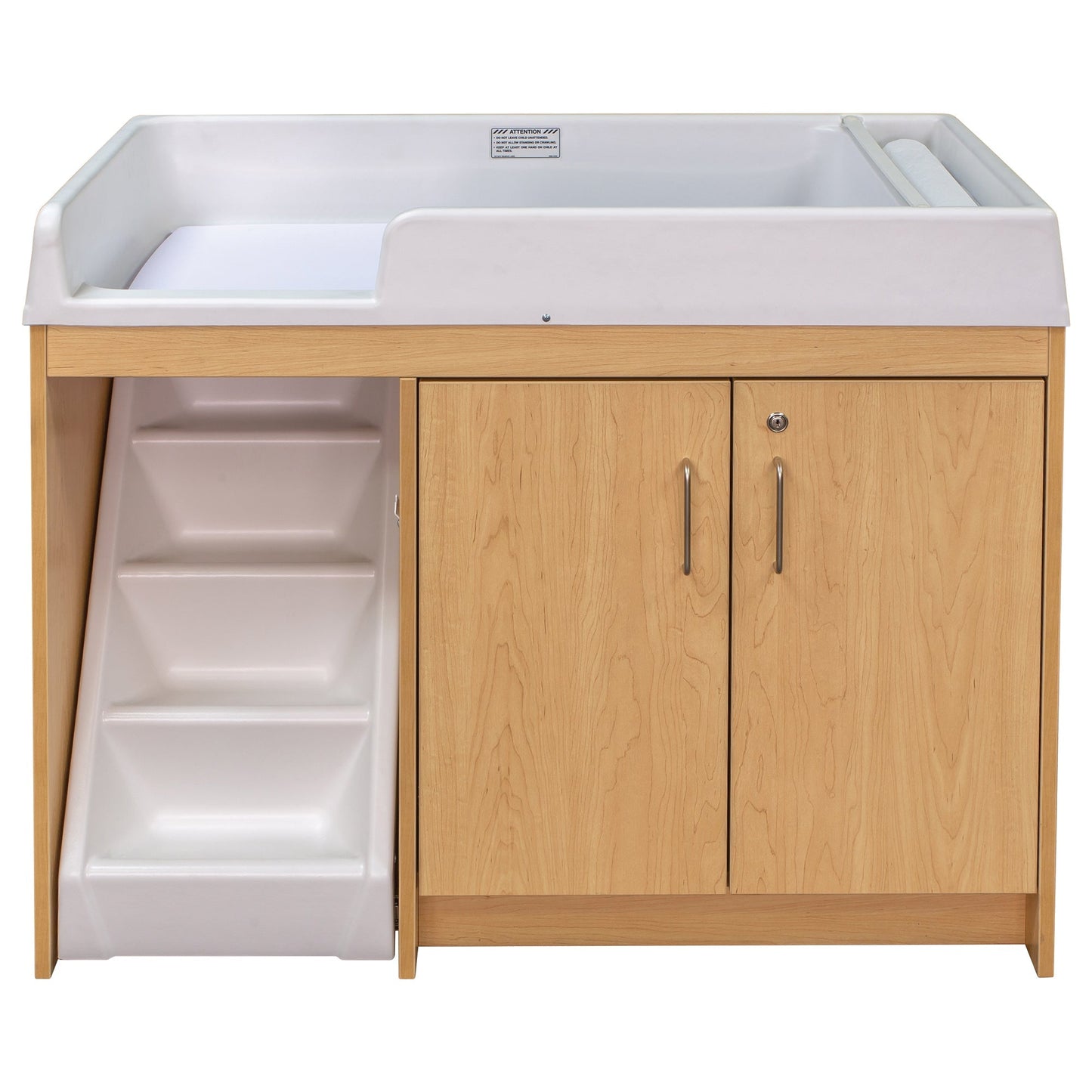Tot Mate Toddler Walkup Changing Table with Stairs & Lockable Storage 47"W x 23.5"D x 37.5"H (TOT - TM8534A) - SchoolOutlet