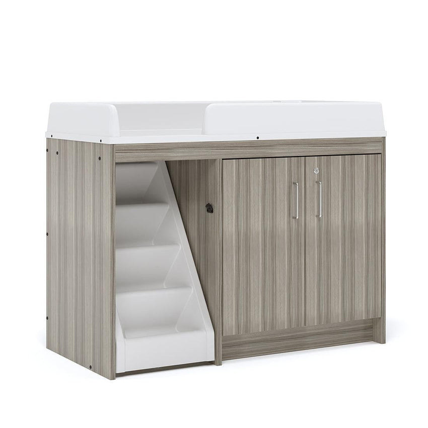 Tot Mate Toddler Walkup Changing Table with Stairs & Lockable Storage 47"W x 23.5"D x 37.5"H (TOT - TM8534A) - SchoolOutlet