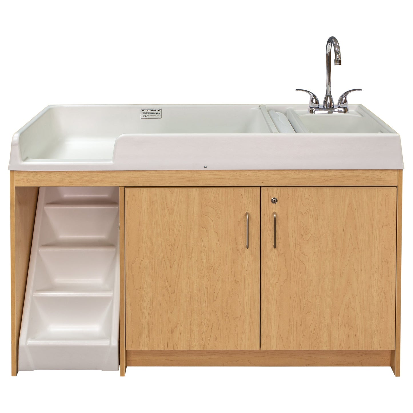 Tot Mate Toddler Walkup Changing Table with Sink & Stairs (Left - Side Stairs) 59.5"W x 23.5"D x 37.5"H (TOT - TM8543A) - SchoolOutlet