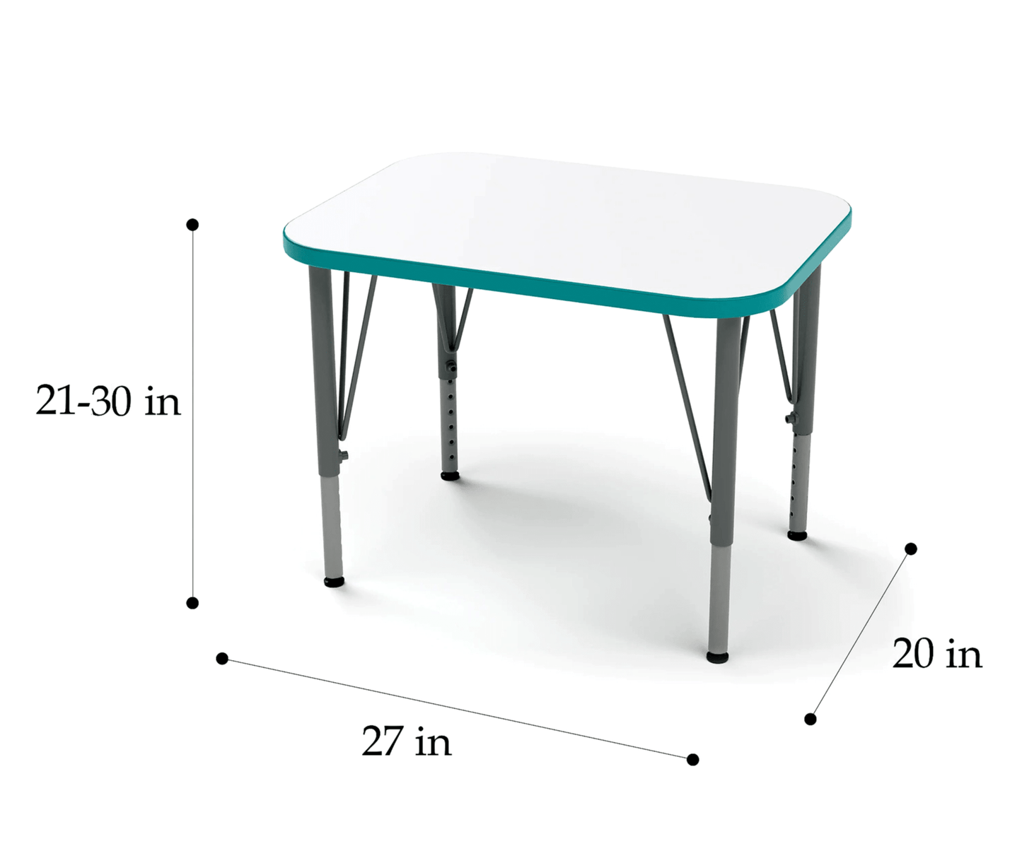 Versa Tot Mate Preschool Rectangle Desk - Small 27"W x 20"D x 21" - 30"H (TOT - TM9511R) - SchoolOutlet