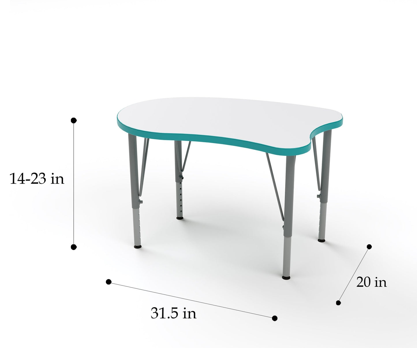 Versa Tot Mate Preschool Curved Desk - Small 31.5"W x 20"D x 14" - 23"H (TOT - TM9540R) - SchoolOutlet