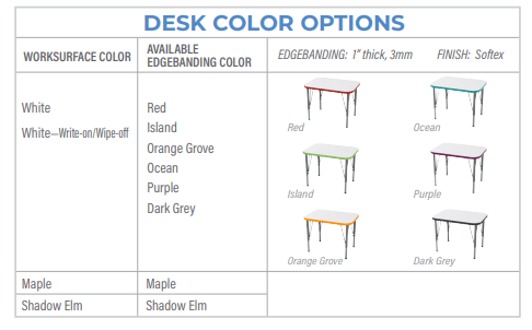 Versa Tot Mate Preschool Shutter Desk - Large 35"W x 28"D x 21" - 30"H (TOT - TM9821R) - SchoolOutlet