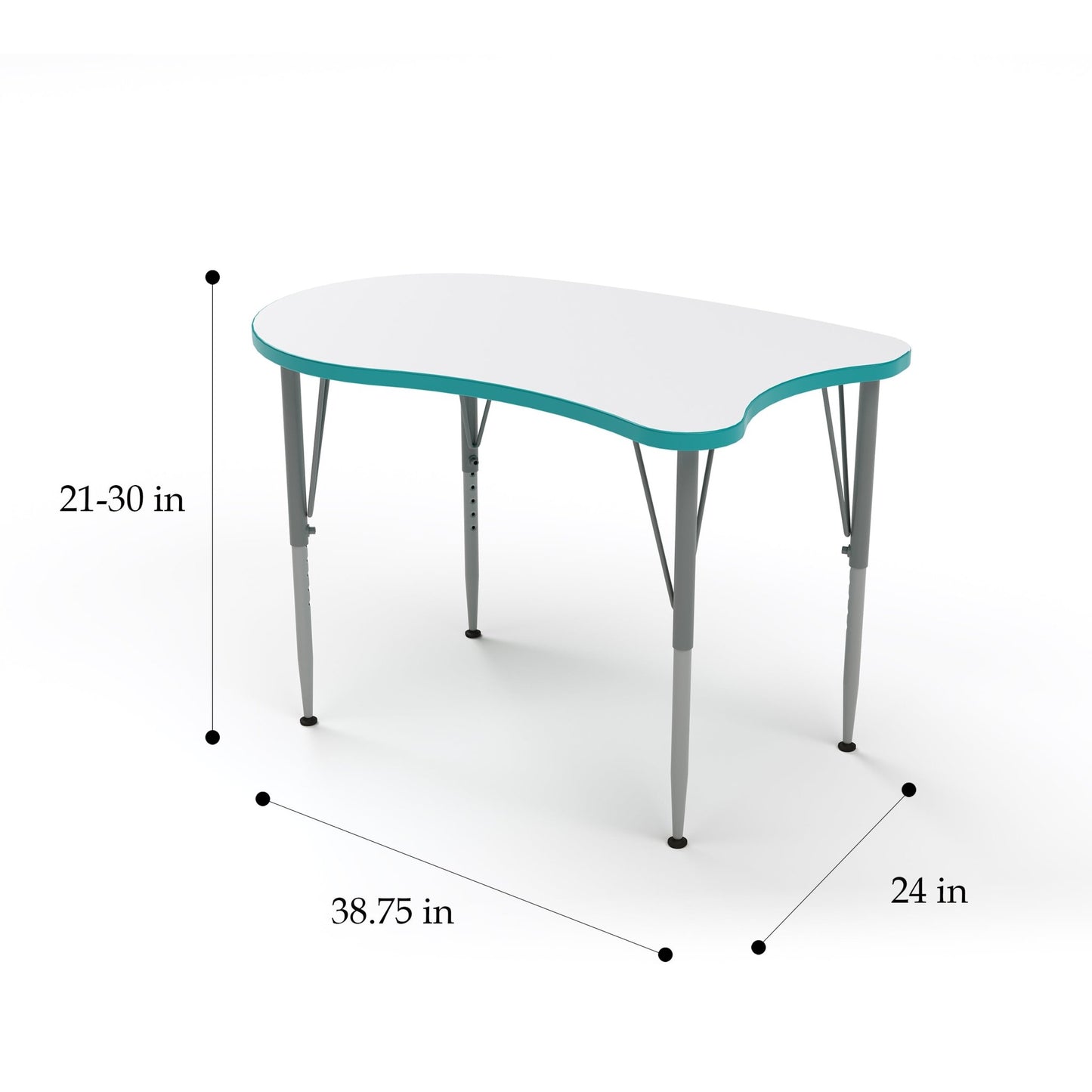 Versa Tot Mate Preschool Curved Desk - Large 38.75"W x 24"D x 21" - 30"H (TOT - TM9841R) - SchoolOutlet