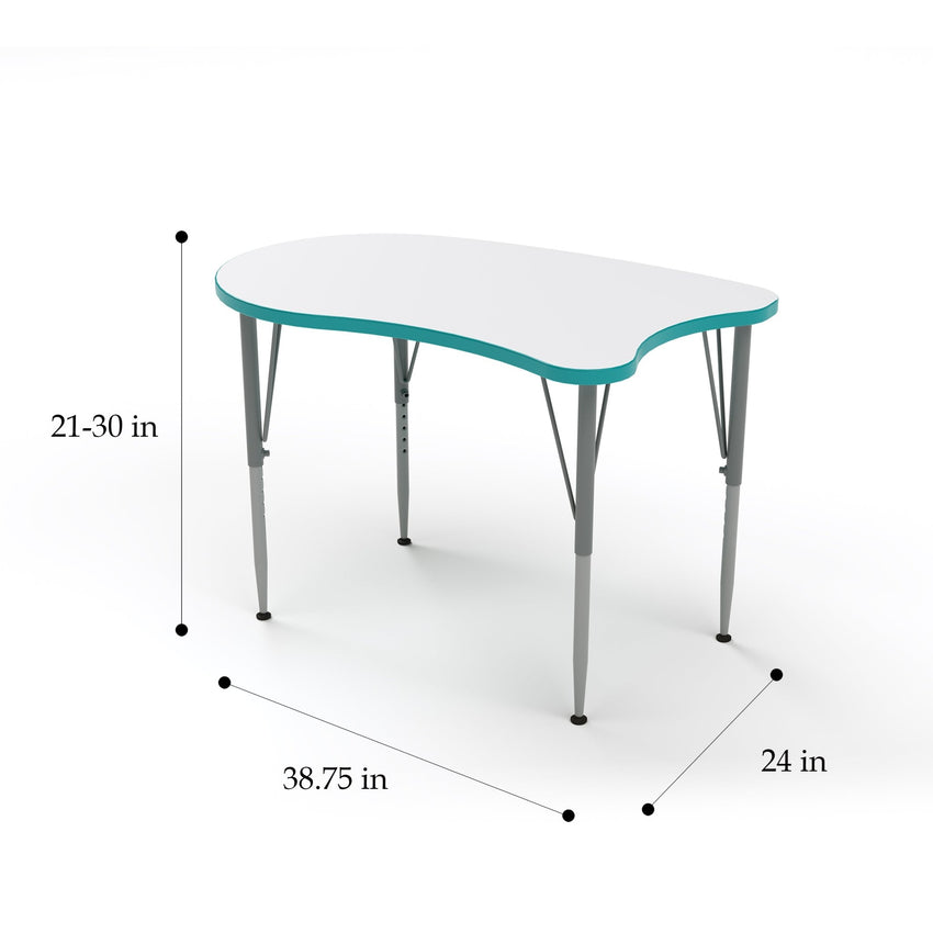 Versa Tot Mate Preschool Curved Desk - Large 38.75"W x 24"D x 21" - 30"H (TOT - TM9841R) - SchoolOutlet