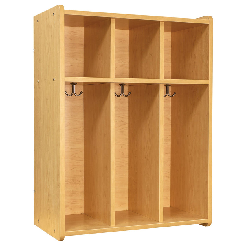Tot Mate 3 - Section Wall Locker with Cubbies & Hooks 28"W x 15"D x 37.5"H Assembled (TOT - TML402A) - SchoolOutlet