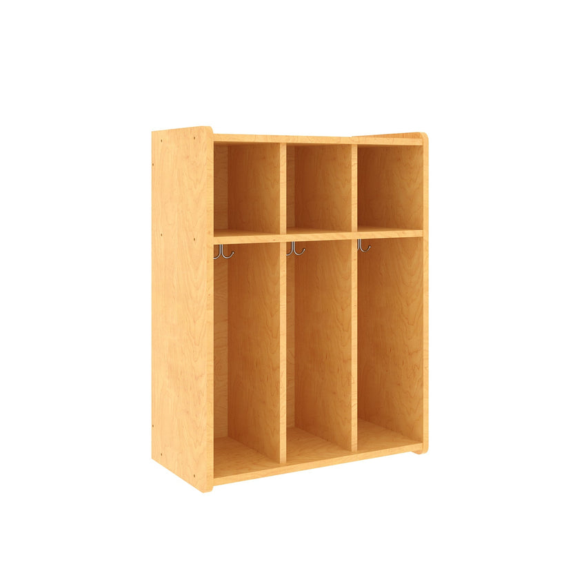 Tot Mate 3 - Section Wall Locker with Cubbies & Hooks 28"W x 15"D x 37.5"H Assembled (TOT - TML402A) - SchoolOutlet