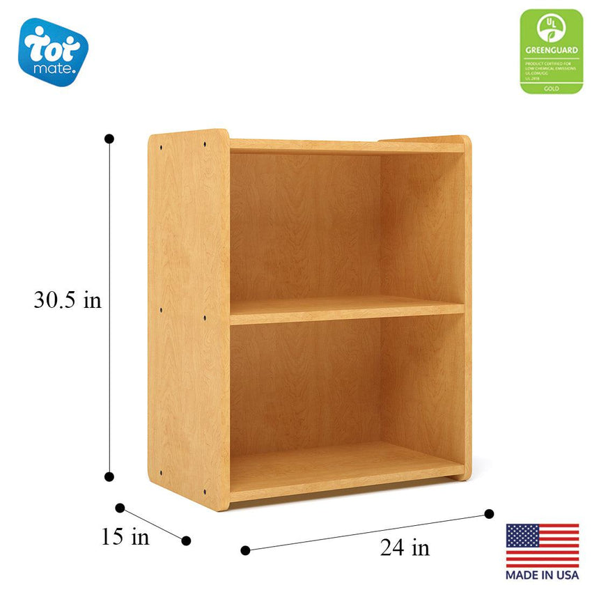 Tot Mate Small 2 - Tier Preschool Open Storage Shelf 24"W x 15"D x 30.5"H Assembled (TOT - TMS301A) - SchoolOutlet