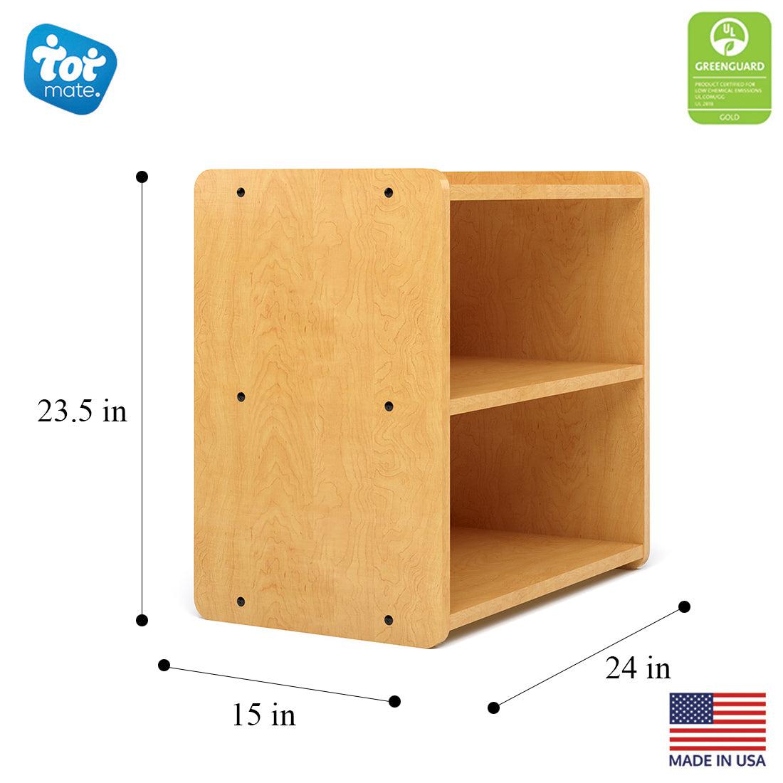 Tot Mate Small 2 - Tier Toddler Open Storage Shelf 24"W x 15"D x 23.5"H Assembled (TOT - TMS302A) - SchoolOutlet