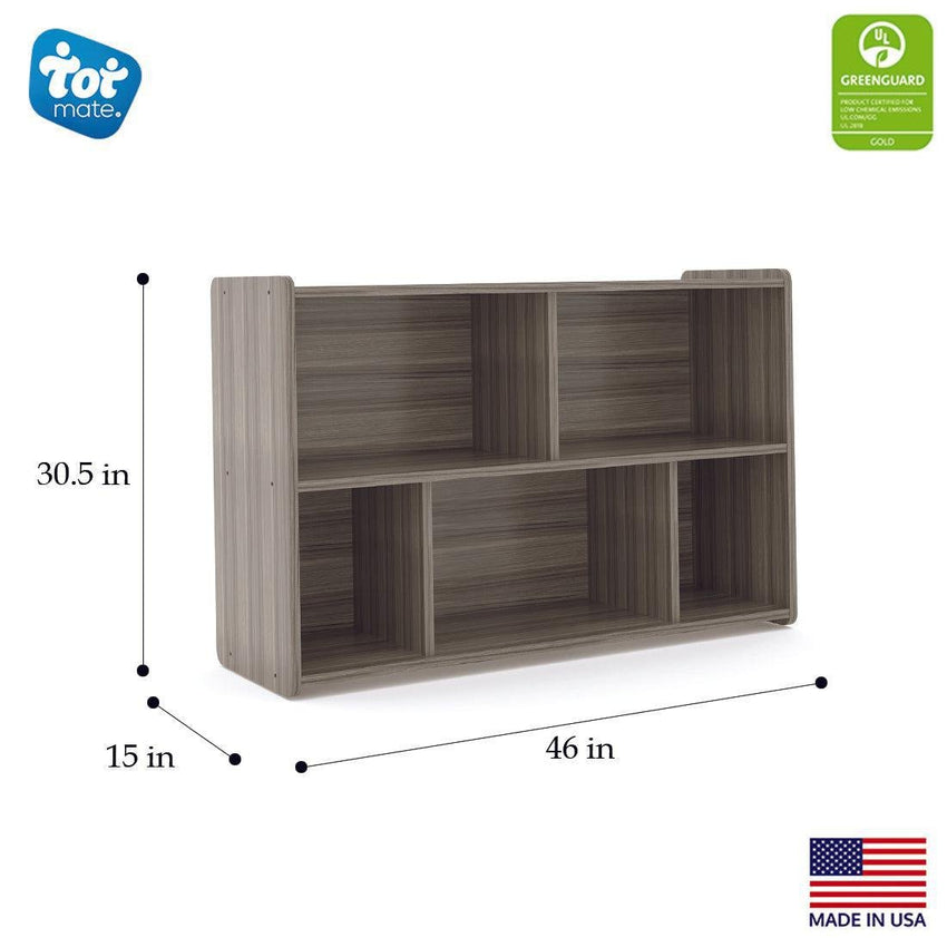 Tot Mate 5 - Compartment Preschool Cube Storage Shelf 46"W x 15"D x 30.5"H Assembled (TOT - TMS303A) - SchoolOutlet