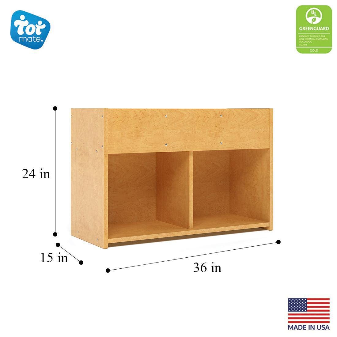 Tot Mate Large Book and Toy Storage Shelf with 3 - Compartment Top Well 36"W x 15"D x 24"H Assembled (TOT - TMS501A) - SchoolOutlet