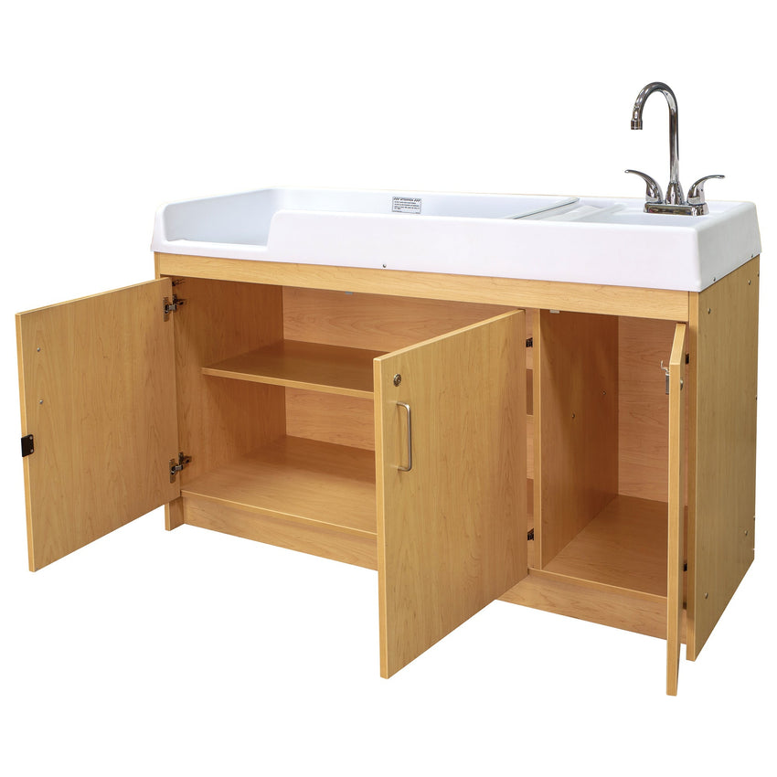 Tot Mate Baby Changing Table with Sink and Locking Storage 59.5"W x 23.5"D x 37.5"H (TOT - TMU401A) - SchoolOutlet