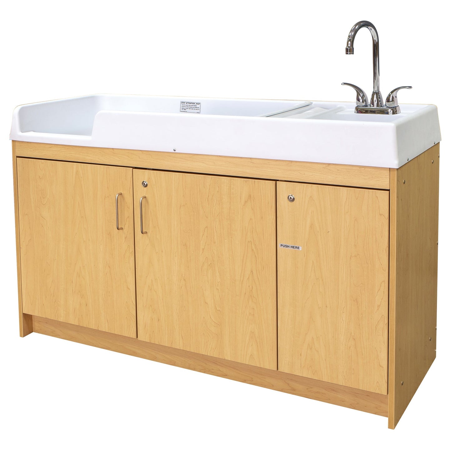 Tot Mate Baby Changing Table with Sink and Locking Storage 59.5"W x 23.5"D x 37.5"H (TOT - TMU401A) - SchoolOutlet