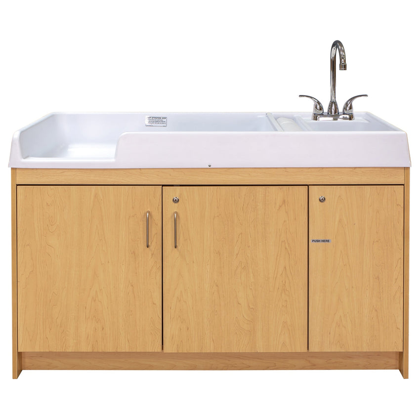 Tot Mate Baby Changing Table with Sink and Locking Storage 59.5"W x 23.5"D x 37.5"H (TOT - TMU401A) - SchoolOutlet