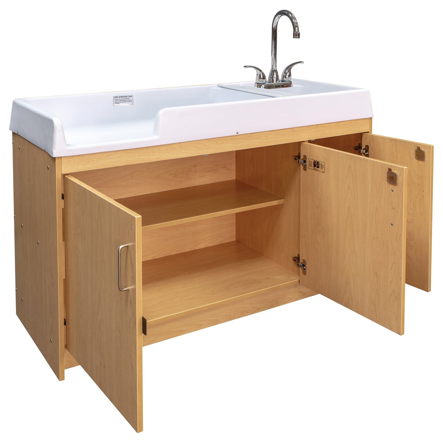 Tot Mate Baby Changing Table with Sink and Locking Storage 59.5"W x 23.5"D x 37.5"H (TOT - TMU401A) - SchoolOutlet
