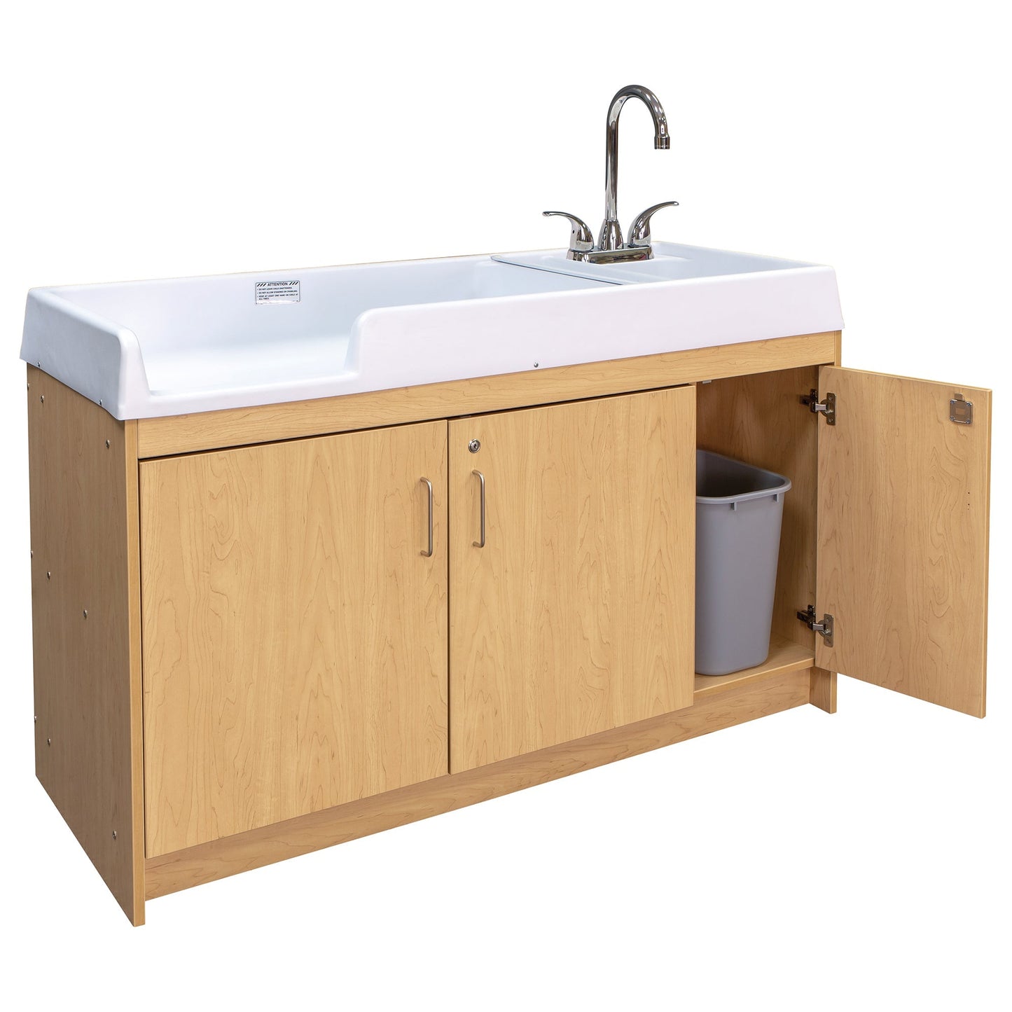 Tot Mate Baby Changing Table with Sink and Locking Storage 59.5"W x 23.5"D x 37.5"H (TOT - TMU401A) - SchoolOutlet