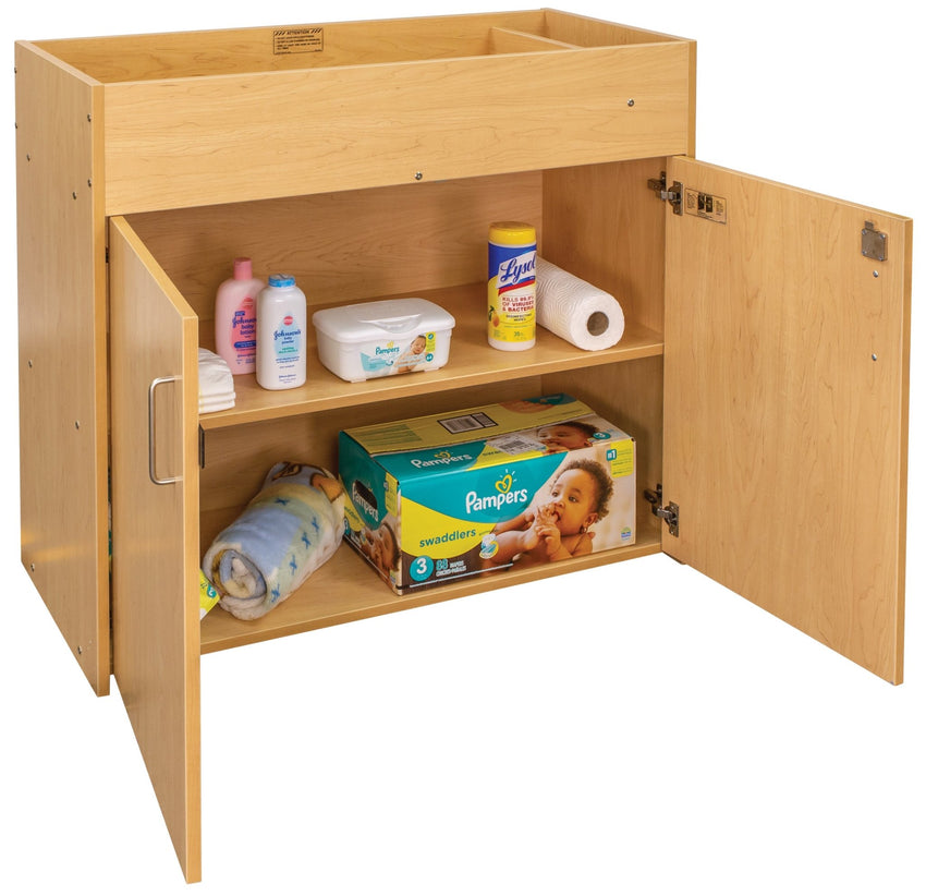 Tot Mate Compact Baby Changing Table with Lockable Storage 41.5"W x 19.5"D x 37"H (TOT - TMU701A) - SchoolOutlet