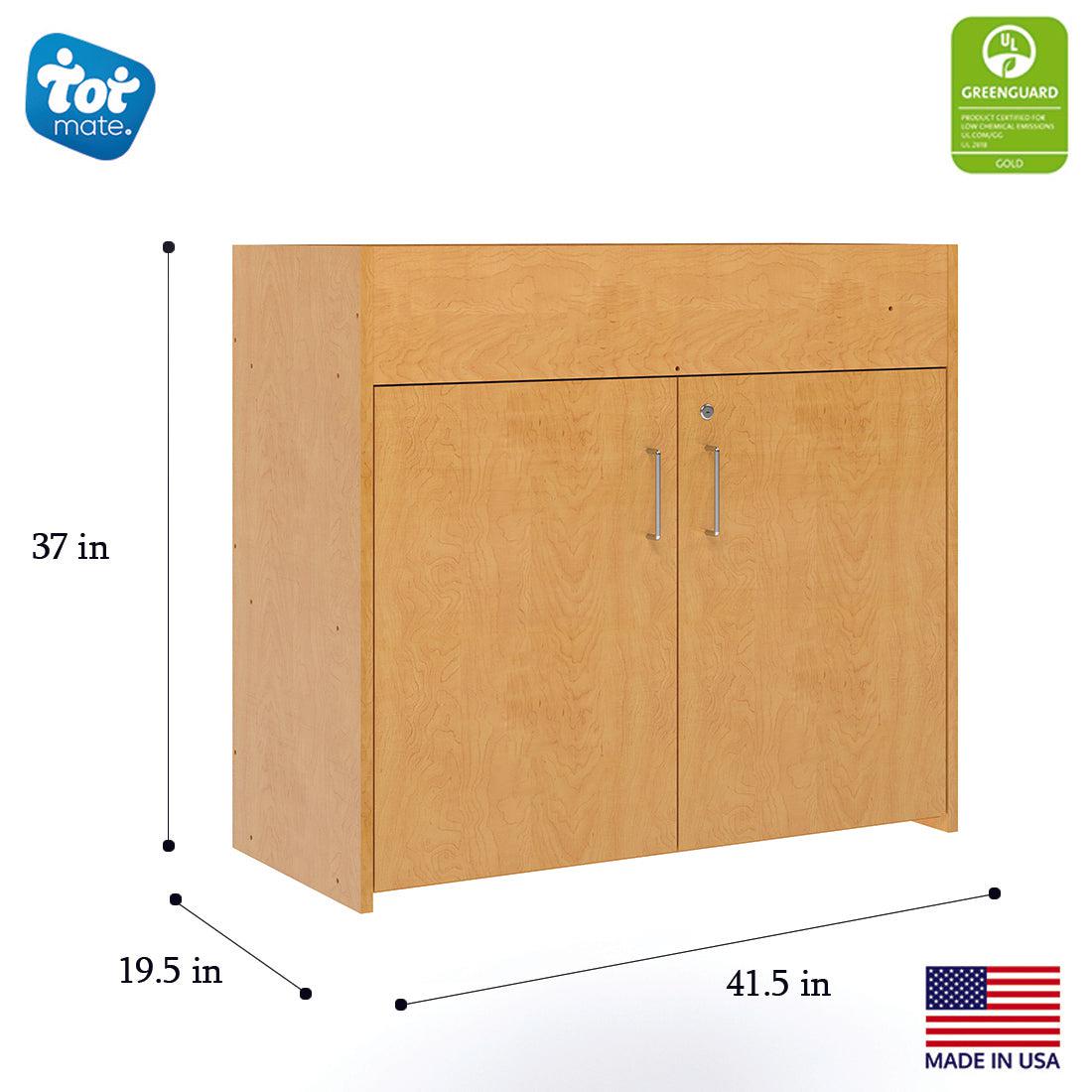 Tot Mate Compact Baby Changing Table with Lockable Storage 41.5"W x 19.5"D x 37"H (TOT - TMU701A) - SchoolOutlet