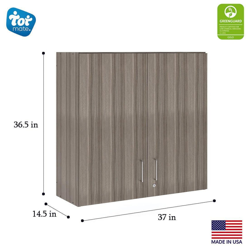 Tot Mate 4 - Compartment Large Wall Storage Cabinet 37"W x 14.5"D x 36.5"H Unassemble (TOT - TMW301R) - SchoolOutlet