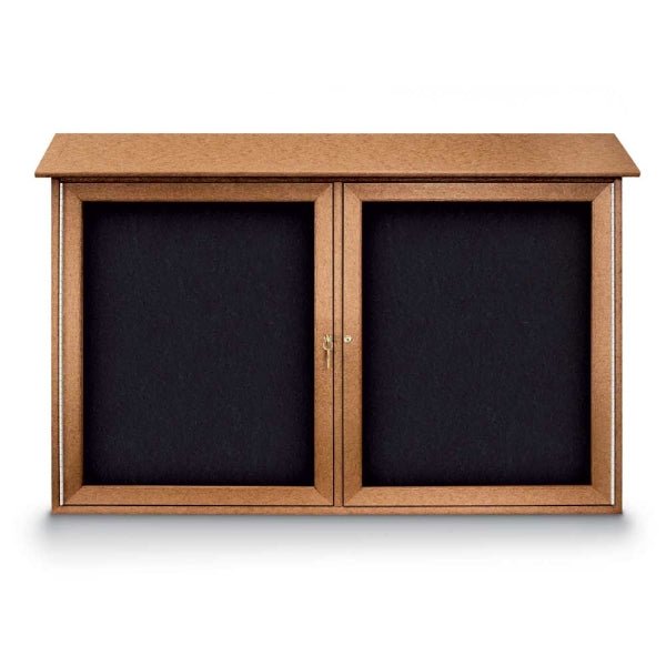 United Visual Double-Door Corkboard Outdoor Message Center, 45" W x 30" H (UVP-UVDD4530) - SchoolOutlet