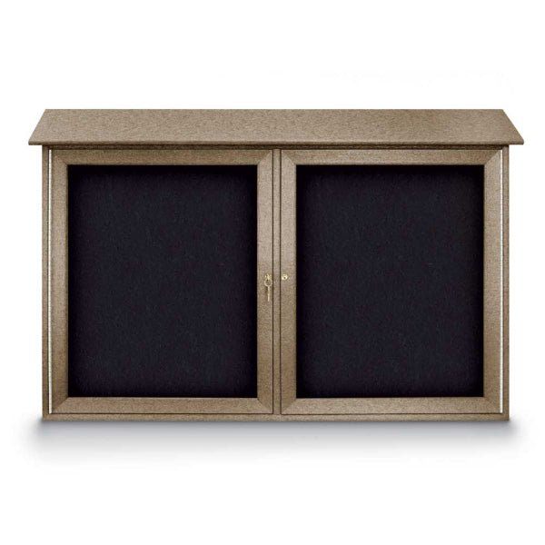 United Visual Double-Door Corkboard Outdoor Message Center, 45" W x 30" H (UVP-UVDD4530) - SchoolOutlet