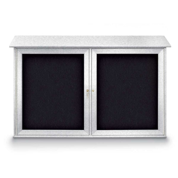 United Visual Double-Door Corkboard Outdoor Message Center, 45" W x 30" H (UVP-UVDD4530) - SchoolOutlet
