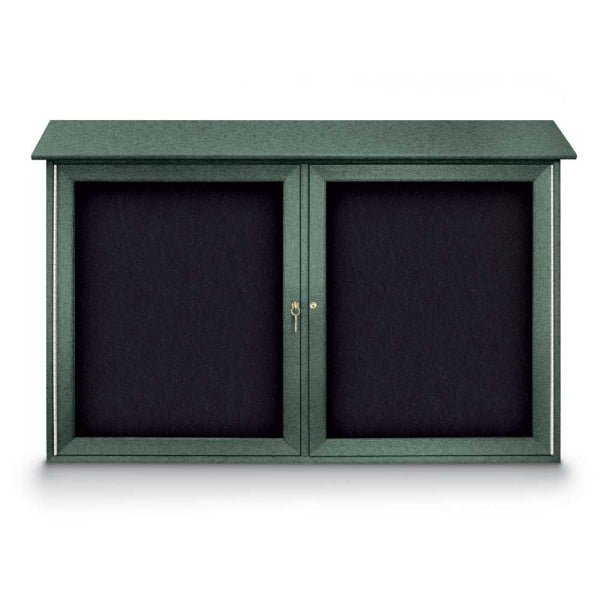 United Visual Double-Door Corkboard Outdoor Message Center, 45" W x 30" H (UVP-UVDD4530) - SchoolOutlet