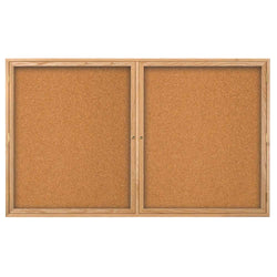 United Visual Indoor Enclosed Bulletin Board w/ Two Doors & Solid Oak Frame, 72" W x 36" H (UVP-UV107W)