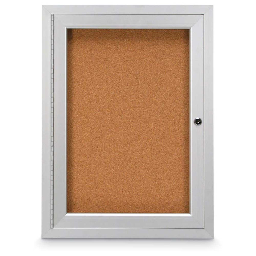 United Visual Indoor Enclosed Bulletin Board w/ One Door & Satin Aluminum Frame, 18" W x 24" H (UVP - UV300) - SchoolOutlet
