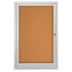 United Visual Indoor Enclosed Bulletin Board w/ One Door & Satin Aluminum Frame, 24" W x 36" H (UVP-UV301)