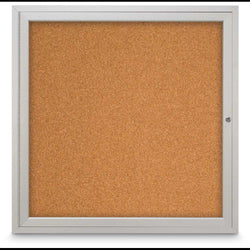 United Visual Indoor Enclosed Bulletin Board w/ One Door & Satin Aluminum Frame, 36" W x 36" H (UVP-UV302)