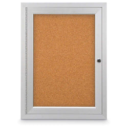 United Visual Outdoor/ Indoor Enclosed Bulletin Board w/ One Door & Satin Aluminum Frame, 18" W x 24" H (UVP-UV401)