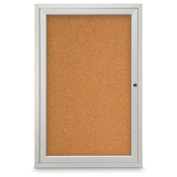 United Visual Outdoor/ Indoor Enclosed Bulletin Board w/ One Door & Satin Aluminum Frame, 24" W x 36" H (UVP-UV402)