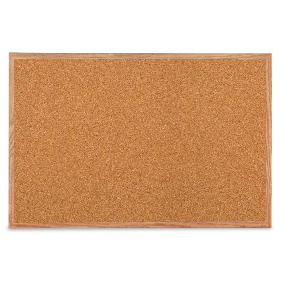 United Visual Oak - Framed Bulletin Board, 36" W x 24" H - Walnut Finish (UVP - UV6020AK) - SchoolOutlet