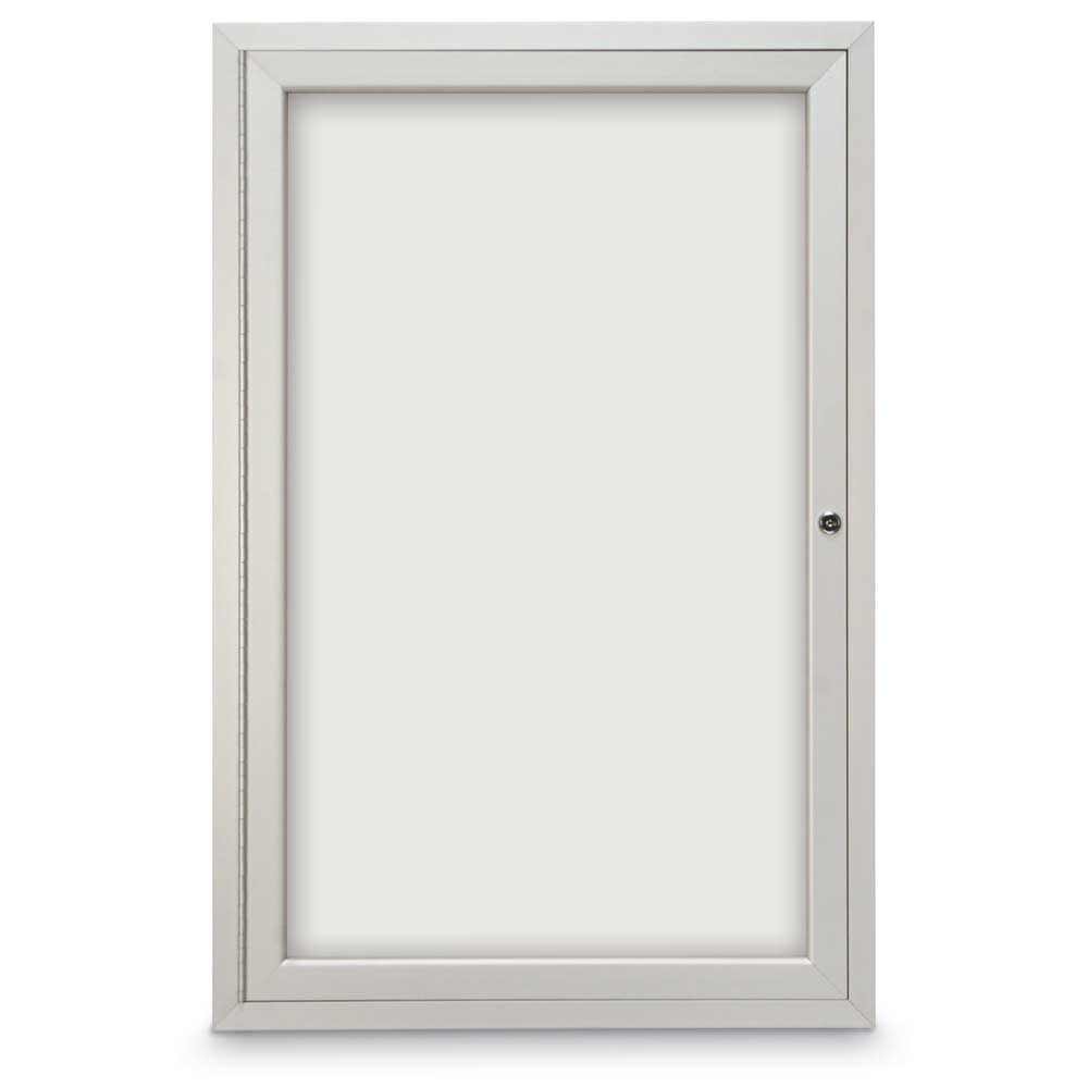 United Visual Indoor Enclosed Dry Erase Board w/ Traditional Frame & One Door, 2' W x 3' H (UVP - UV851) - SchoolOutlet
