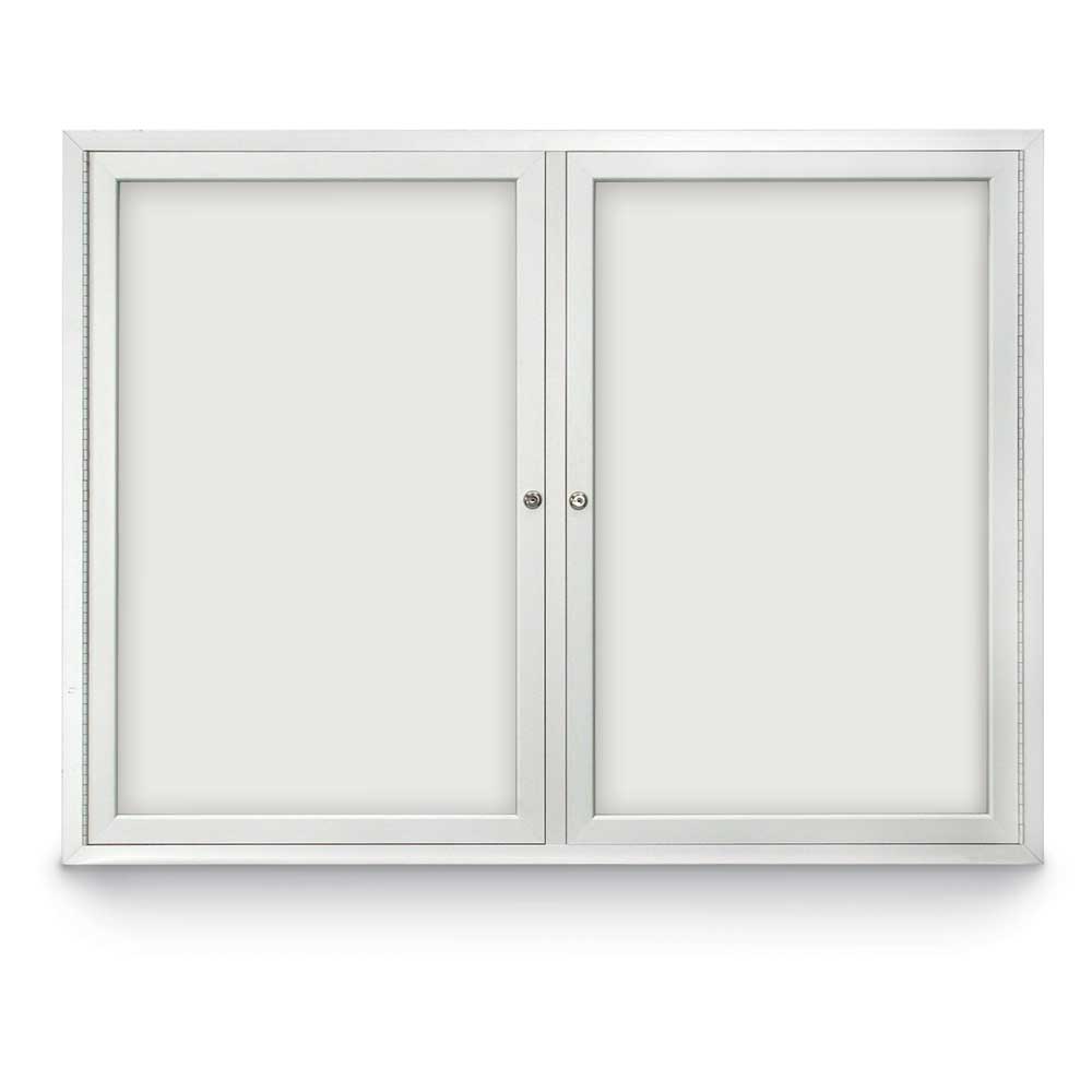 United Visual Indoor Enclosed Dry Erase Board w/ Traditional Frame & Two Doors, 42" W x 32" H (UVP - UV852 - 5) - SchoolOutlet