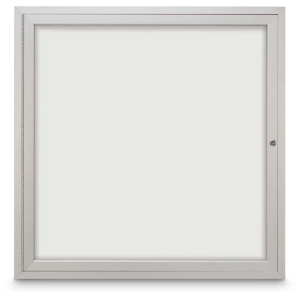 United Visual Indoor Enclosed Dry Erase Board w/ Traditional Frame & One Door, 36" W x 36" H (UVP - UV852) - SchoolOutlet