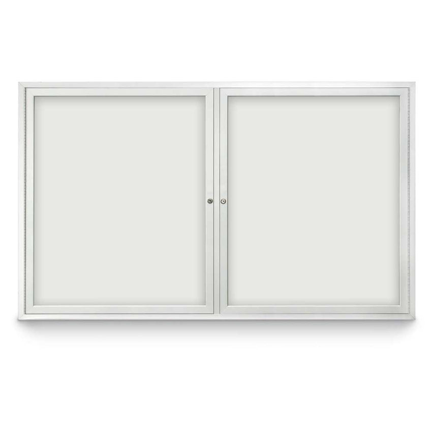 United Visual Outdoor Enclosed Dry Erase Board w/ Two Doors, 5' W x 3' H (UVP - UV854W) - SchoolOutlet