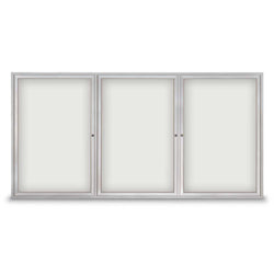 United Visual Outdoor Enclosed Dry Erase Board w/ Three Doors, 8' W x 4' H (UVP-UV857W)
