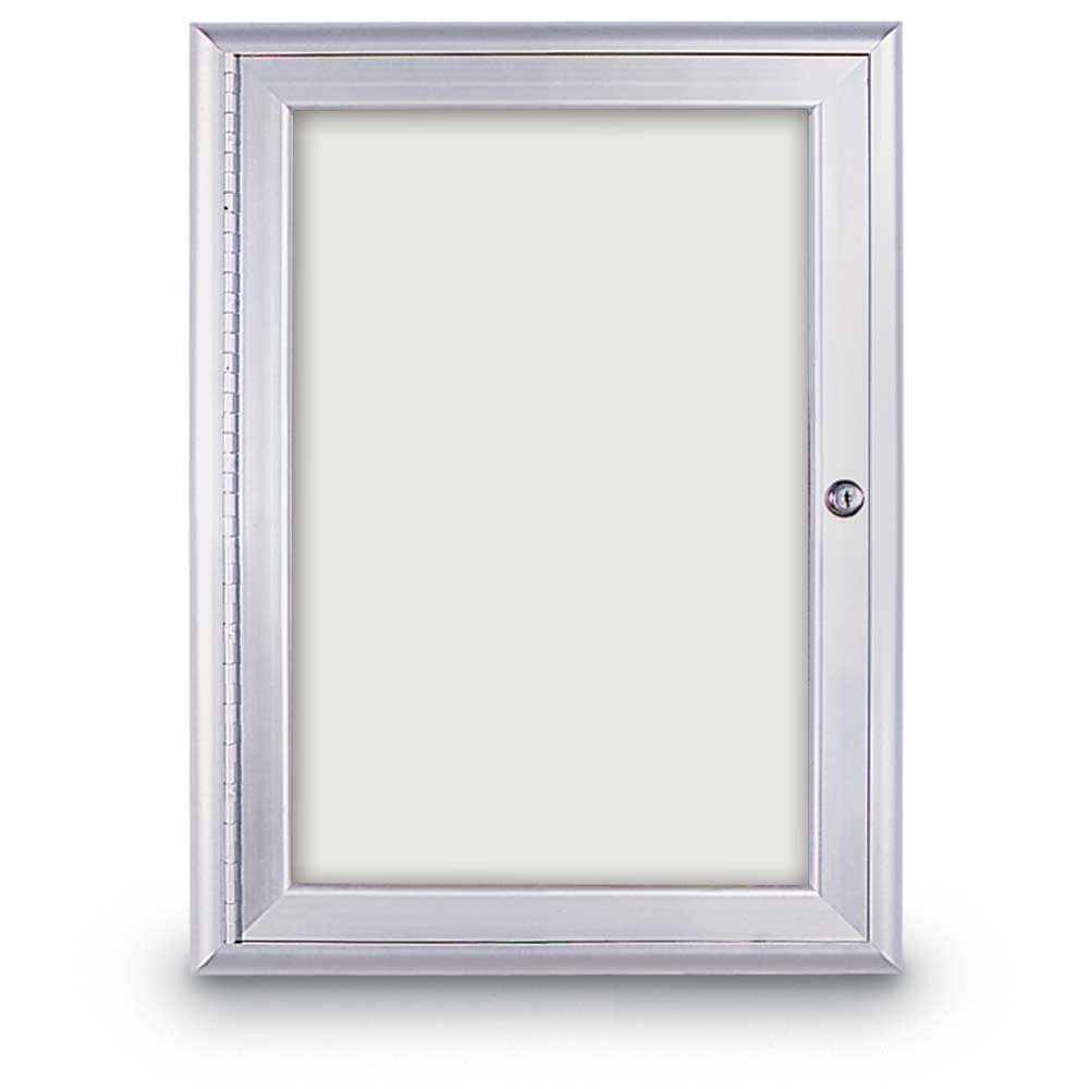 United Visual Indoor Enclosed Dry Erase Board w/ Radius Frame & One Door, 18" W x 24" H (UVP - UV866) - SchoolOutlet